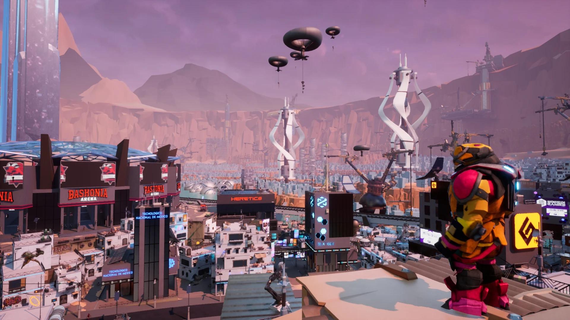 New armour overlooking Great Silver City from the rooftops